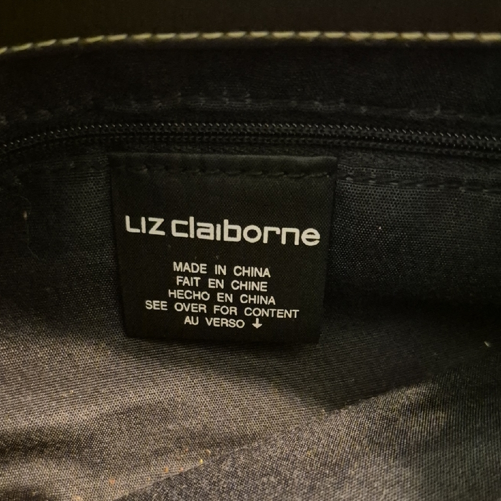 Liz Claiborne Blue Denim and Brown Leather Women's Bag - Picture 2 of 6